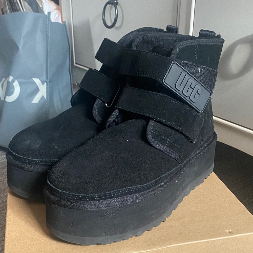 UGG Neumel Platform Black Suede Platform Boots